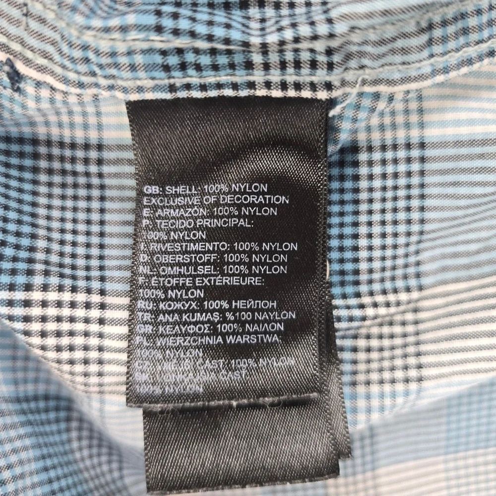 The North Face Plaid Button Down Shirt Mens XL Blue Gray Short Sleeve Outdoor